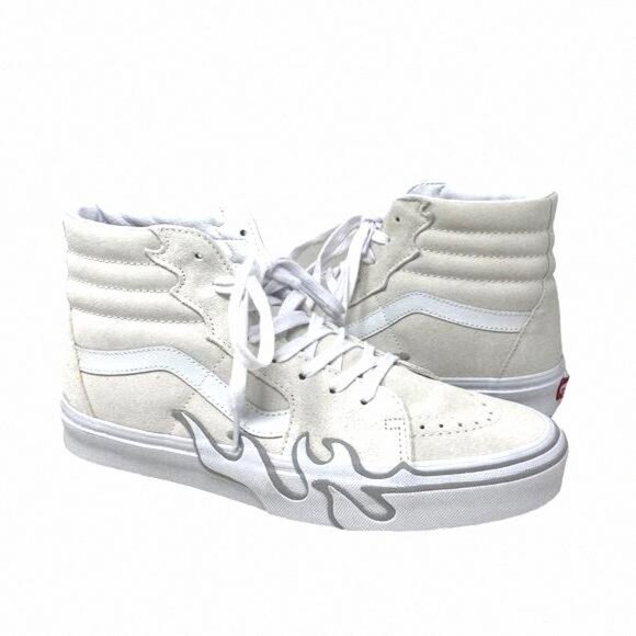 VANS Sk8-Hi Flame Suede Shoes White Gray Skate VN0005UJWWW Size Men's Sneakers - Picture 6 of 10